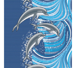 Dekomarin  koupelnová PVC předložka D-260A delfíny,  65cm x 15m