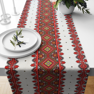 Ervi bavlněný běhoun na stůl - tradyční výšivka print