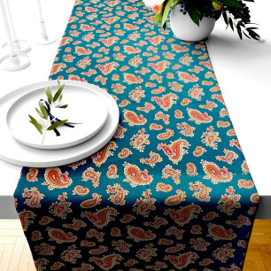 Ervi bavlněný běhoun na stůl - turecké okurky na smaragdovém