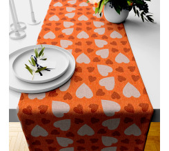 Ervi bavlněný běhoun na stůl - srdíčka na oranžovém