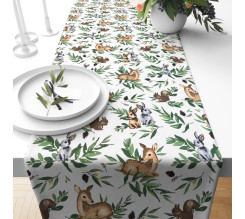Ervi bavlněný běhoun na stůl -  lesní zvířátka