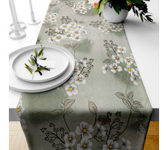 Ervi bavlněný běhoun na stůl - bílé květinky