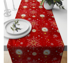 Ervi bavlněný běhoun na stůl - Vánoční vzor červený