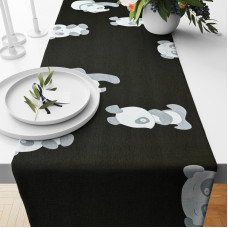 Ervi bavlněný běhoun na stůl - Pandy na černém