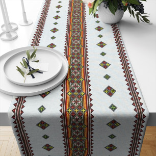Ervi bavlněný běhoun na stůl - tradyční výšivka Etno print