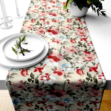 Ervi bavlněný běhoun na stůl - květiny na béžovém