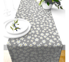 Ervi bavlněný běhoun na stůl - květinky na šedém
