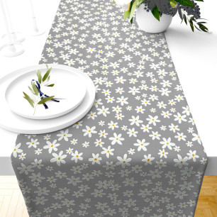 Ervi bavlněný běhoun na stůl - květinky na šedém