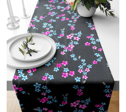 Ervi bavlněný běhoun na stůl - květ na šedém