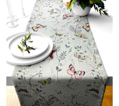 Ervi bavlněný běhoun na stůl - motýlcí na šedém