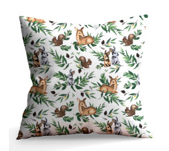 Ervi povlak na polštář bavlněný -  lesní zvířata