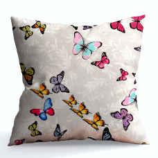 Ervi povlak na polštář bavlněný - motýlcí na šedém
