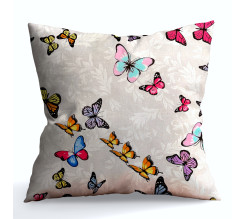 Ervi povlak na polštář bavlněný - motýlcí na šedém