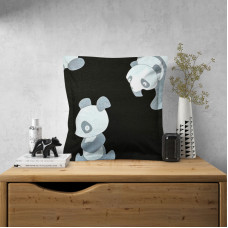 Ervi povlak na polštář bavlněný  s lemem Pandy na černém