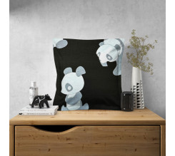 Ervi povlak na polštář bavlněný  s lemem Pandy na černém