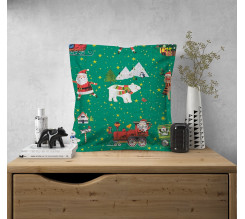 Ervi povlak na polštář bavlněný  s lemem Vánoční zelený
