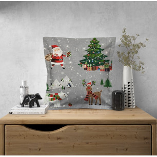 Ervi povlak na polštář bavlněný  s lemem Vánoční šedý