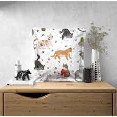 Ervi povlak na polštář bavlněný  s lemem veselé koťátka