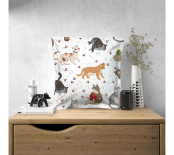Ervi povlak na polštář bavlněný  s lemem veselé koťátka