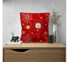 Ervi povlak na polštář bavlněný  s lemem Vánoční červený