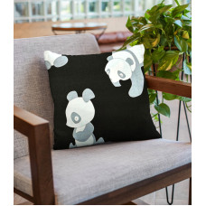 Ervi povlak na polštář bavlněný - Pandy na černém