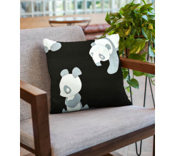 Ervi povlak na polštář bavlněný - Pandy na černém