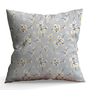 Ervi povlak na polštář bavlněný  - Třešňový květ na šedém
