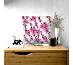 Ervi povlak na polštář bavlněný  s lemem - květy sakury