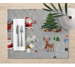 Ervi bavlněné prostírání na stůl - Vánoční vzor - šedý
