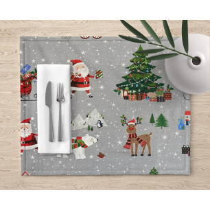 Ervi bavlněné prostírání na stůl - Vánoční vzor - šedý