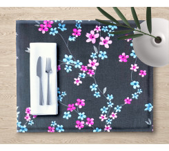 Ervi bavlněné prostírání na stůl - květ na šedém