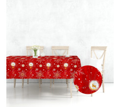 Ervi bavlněný ubrus na stůl obdélníkový/čtvercový - Vánoční vzor- červený