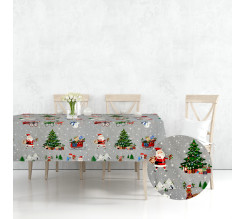 Ervi bavlněný ubrus na stůl obdélníkový/čtvercový - Vánoční vzor- šedý