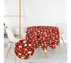 Ervi bavlněný ubrus na stůl kulatý/oválný - Vánoční ponožky