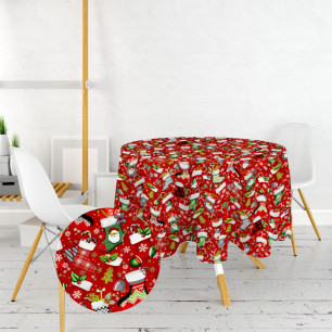 Ervi bavlněný ubrus na stůl kulatý/oválný -Vánoční ponožky
