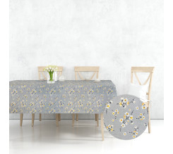 Ervi bavlněný ubrus na stůl obdélníkový/čtvercový - Třešňový květ na šedém