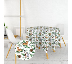 Ervi bavlněný ubrus na stůl kulatý/oválný - lesní zvířata