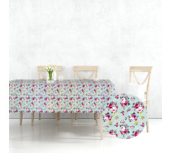 Ervi bavlněný ubrus na stůl obdélníkový/čtvercový - růžičky na šedém