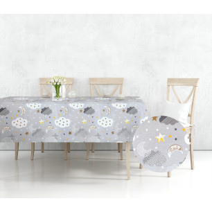 Ervi bavlněný ubrus na stůl obdélníkový/čtvercový -hvězdy a mračky