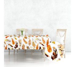 Ervi bavlněný ubrus na stůl obdélníkový/čtvercový - oranžové peří