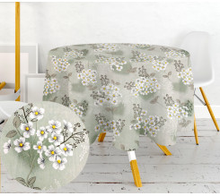 Ervi bavlněný ubrus na stůl kulatý/oválný - bílé květinky