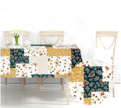 Ervi bavlněný ubrus na stůl obdélníkový/čtvercový -pečvork na smaragdovém