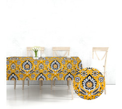 Ervi bavlněný ubrus na stůl obdélníkový/čtvercový - Etno žlutý