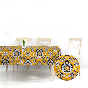 Ervi bavlněný ubrus na stůl obdélníkový/čtvercový - Etno žlutý
