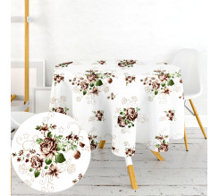 Ervi bavlněný ubrus na stůl kulatý - hnědé růže