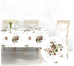 Ervi bavlněný ubrus na stůl obdélníkový/čtvercový - hnědé růže