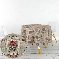 Ervi gobelínový ubrus na stůl kulatý/oválný - Main flower šedobéžový