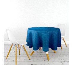 Ervi dekorační sametový ubrus na stůl kulatý/oválný - Rasel modrý