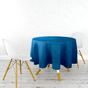 Ervi dekorační sametový ubrus na stůl kulatý/oválný - Rasel modrý