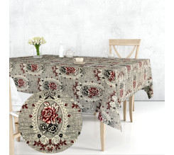 Ervi gobelínový ubrus na stůl obdélníkový/čtvercový - Main Flower šedobéžový